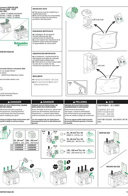 schneider施耐德ComPact NSX_INS_INV_ FPower NSX_GV7 - 1 cable _ 2 cables connector - 说明页